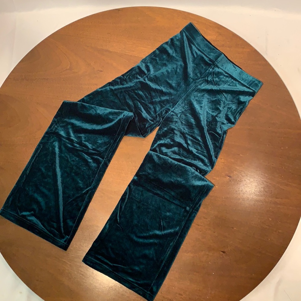 Green velour pants